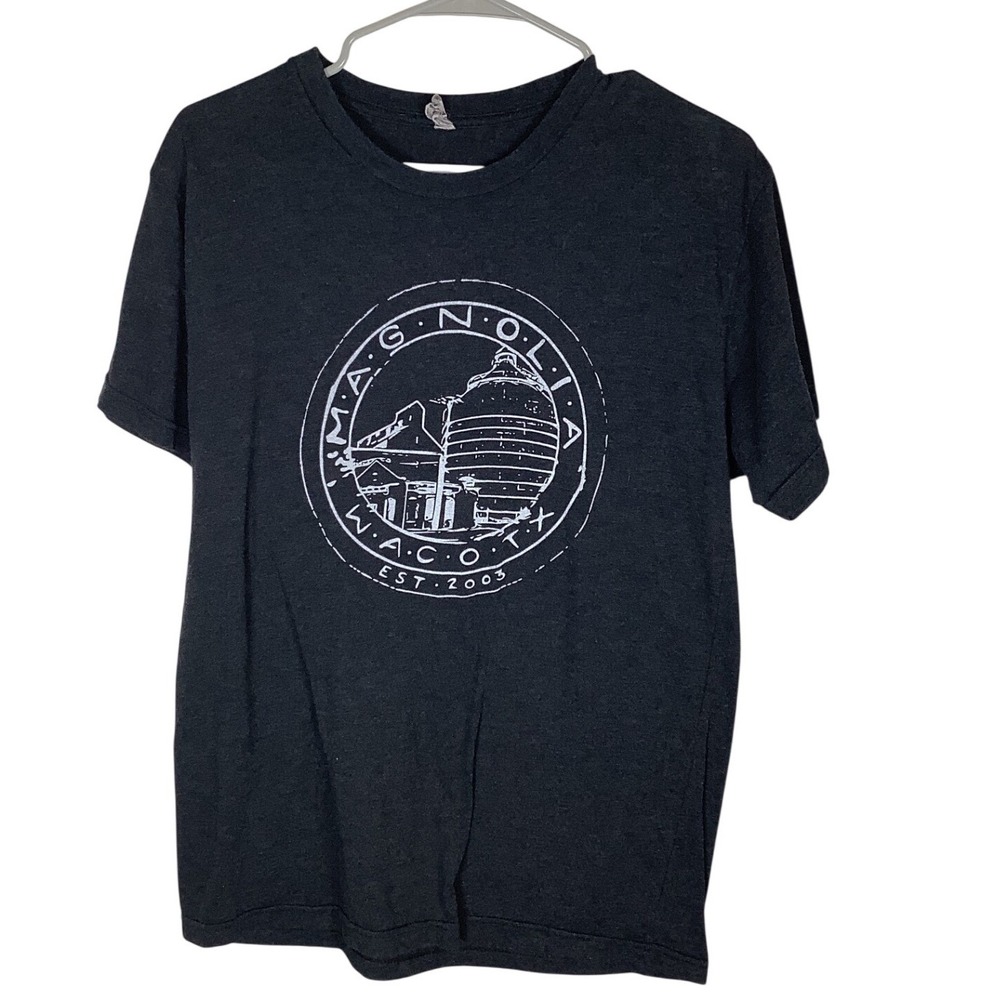 Magnolia Waco TX Silos Graphic T-Shirt Mens Medium Charcoal Gray Heathered Tee
